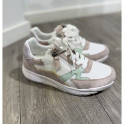 Gabor rollingsoft sneaker - hvid m. gr�n og rosa 8687834