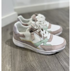 Gabor rollingsoft sneaker - hvid m. gr�n og rosa 8687834