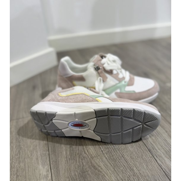 Gabor rollingsoft sneaker - hvid m. gr�n og rosa 8687834