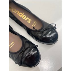 Wonders Ballerina  m. lak snude - black A-6134