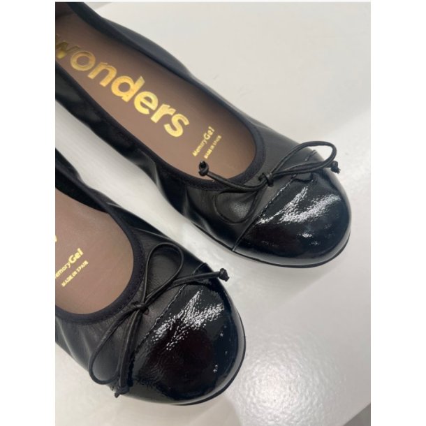 Wonders Ballerina  m. lak snude - black A-6134
