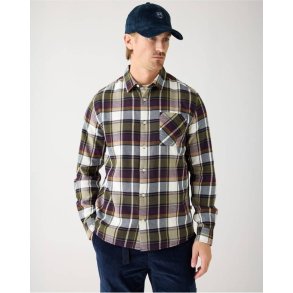 Knowledge Cotton �kologisk bomulds ternet flannel skjorte - green check 1090196