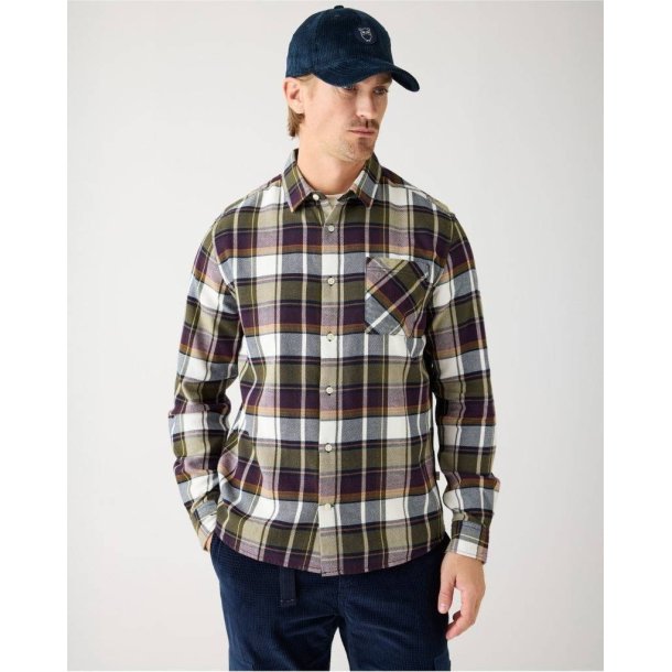 Knowledge Cotton �kologisk bomulds ternet flannel skjorte - green check 1090196