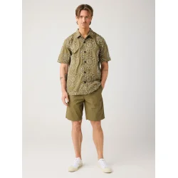 Knowledge Cotton Fig loose poplin shorts - burned olive 