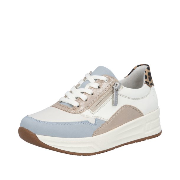 Rieker sneaker - hvid m. bl� og leo N8114-90