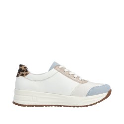 Rieker sneaker - hvid m. bl� og leo N8114-90