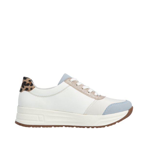 Rieker sneaker - hvid m. bl� og leo N8114-90