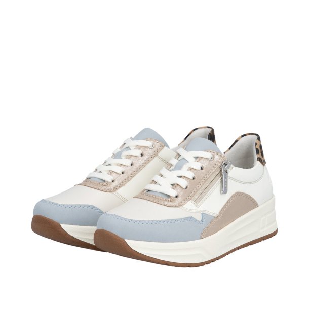 Rieker sneaker - hvid m. bl� og leo N8114-90