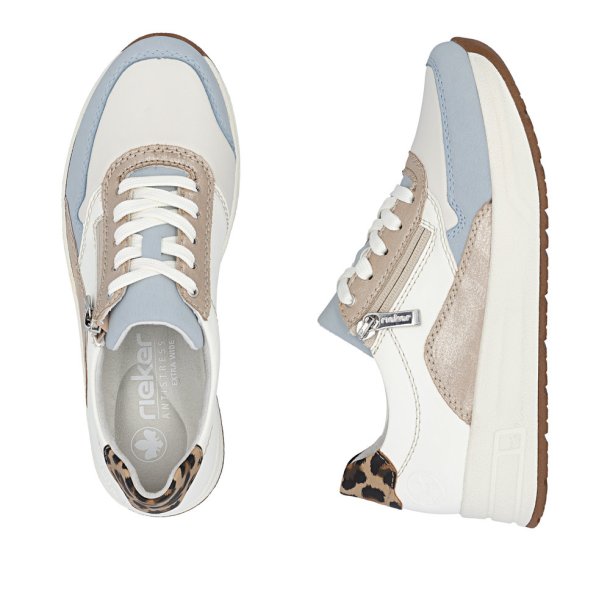 Rieker sneaker - hvid m. bl� og leo N8114-90