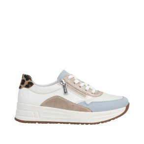 Rieker sneaker - hvid m. bl� og leo N8114-90