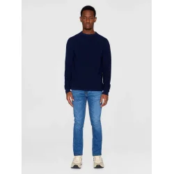 Knowledge Cotton Merino wool crew neck knit - total eclipse 