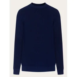 Knowledge Cotton Merino wool crew neck knit - total eclipse 