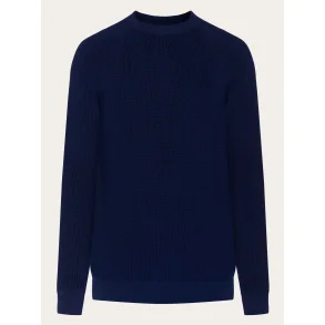 Knowledge Cotton Merino wool crew neck knit - total eclipse 