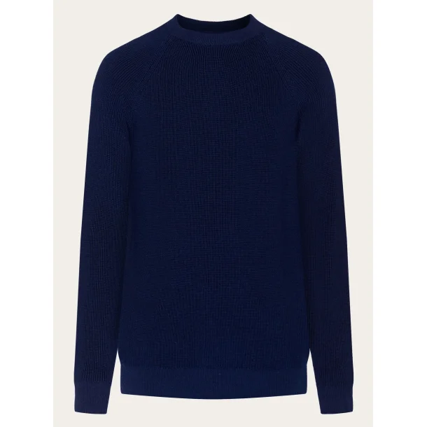 Knowledge Cotton Merino wool crew neck knit - total eclipse 