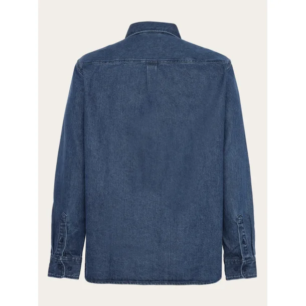 Knowledge Cotton natural indigo denim shirt - dark blue denim 1290003