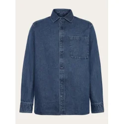 Knowledge Cotton natural indigo denim shirt - dark blue denim 1290003