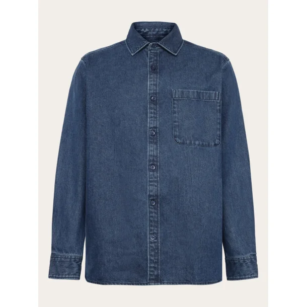 Knowledge Cotton natural indigo denim shirt - dark blue denim 1290003