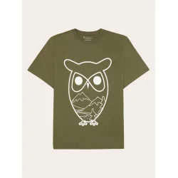 Knowledge Cotton Organic cotton front t-shirt - burned olive 