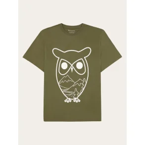 Knowledge Cotton Organic cotton front t-shirt - burned olive 