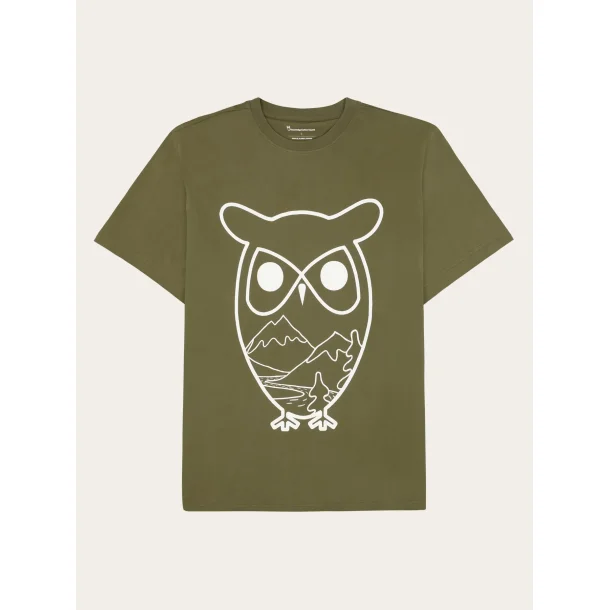 Knowledge Cotton Organic cotton front t-shirt - burned olive 