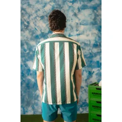 LAKOR Sport cola stripe short sleeve shirt - harbor blue