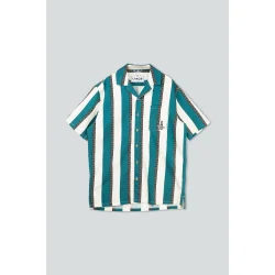LAKOR Sport cola stripe short sleeve shirt - harbor blue