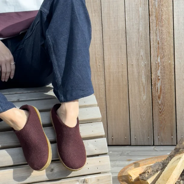 Glerups Tffel med natur gummisl - bordeaux