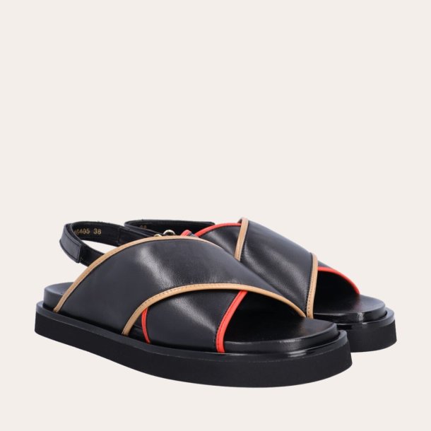 Billi Bi sandal - black/coral/brown comb. A6405