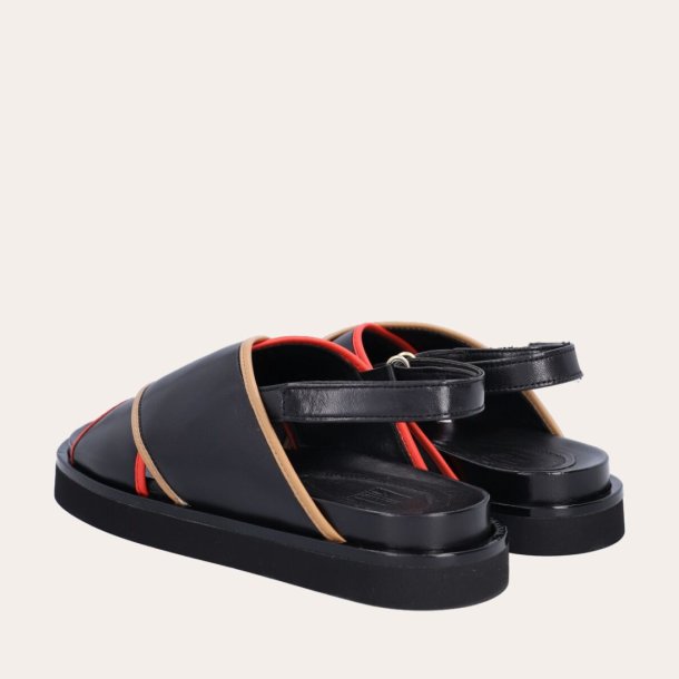 Billi Bi sandal - black/coral/brown comb. A6405