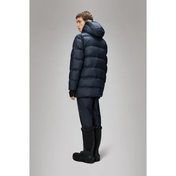 Rains Alta long puffer cargo Jacket - navy 15210