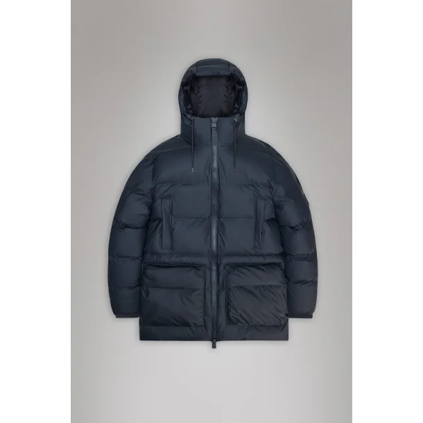 Rains Alta long puffer cargo Jacket - navy 15210