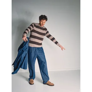 Blue de Gnes Toyama stripe - oat 