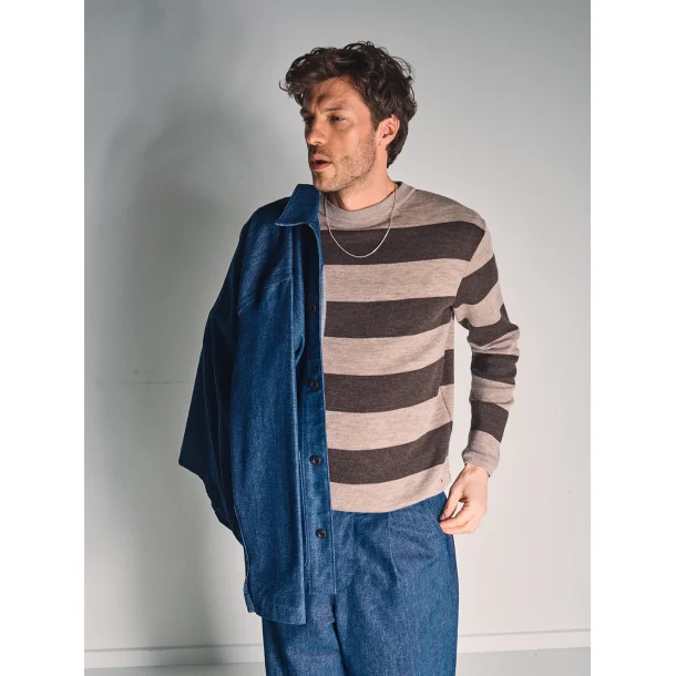 Blue de Gnes Toyama stripe - oat 