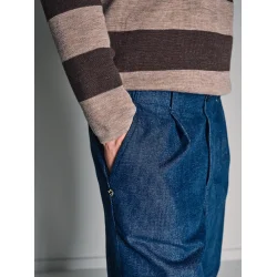 Blue de Gnes Toyama stripe - oat 