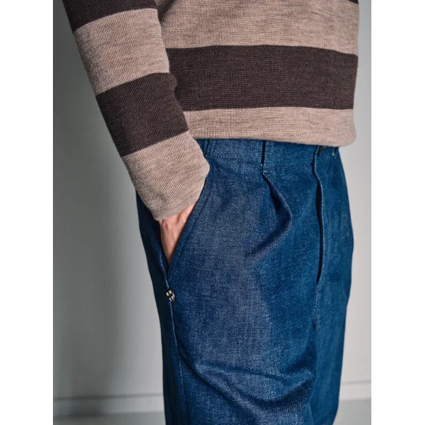 Blue de Gnes Toyama stripe - oat 