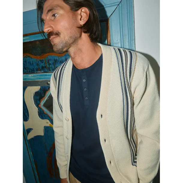 Blue de Gnes Cappa Stribe Cardigan - whitecap 