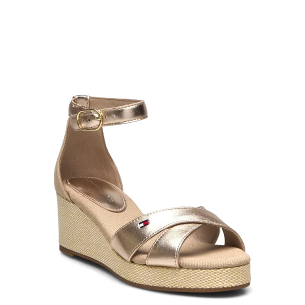 Tommy Hilfiger FLAG METALLIC MID WEDGE ESPAD - gold