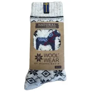 119 Uldsokker Dalahest m/svensk flag WOOLWEAR of Scandinavia 80% uld 
